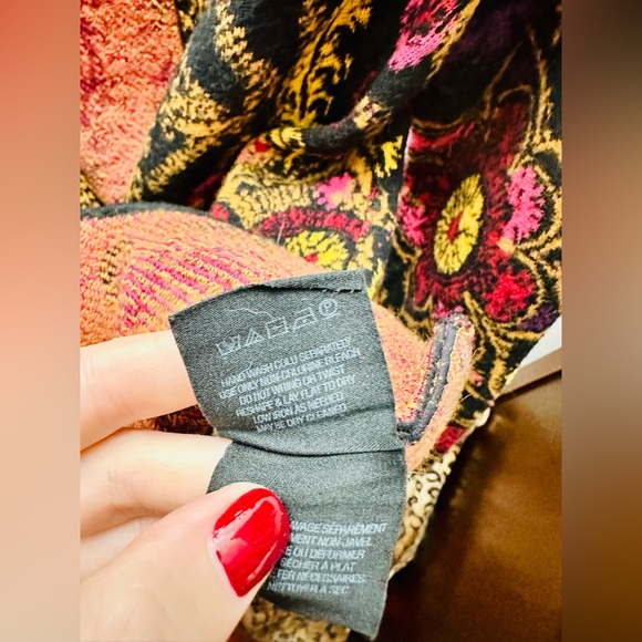 Moth for Anthropologie Black Floral Multicolor One-Button, 3/4-Sleeve Cardi, XXS - Picture 8 of 9